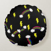 Rainbogen en bliksembots, doodle Print Rond Kussen (Voorkant)