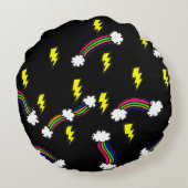 Rainbogen en bliksembots, doodle Print Rond Kussen (Achterkant)