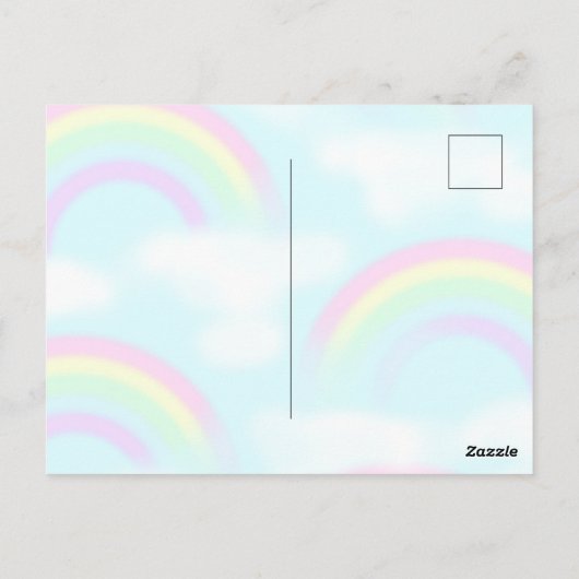 Rainbogen en een krulkat in de stijl van Kawaii Briefkaart (Achterkant)