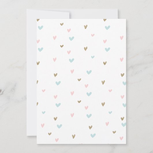 Rainbogen en harten Eerste verjaardag Uitnodigen p Kaart (Achterkant)