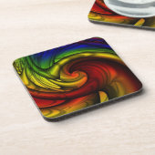 Rainbogen en honing | Rainbow Fractal Art Bier Onderzetter (Linkerzijde)