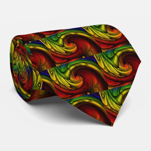 Rainbogen en honing | Rainbow Fractal Art Stropdas (Opgerold)