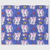 Rainbogen en inkepingen Blauwe zijde Cadeaupapier (Vlak)