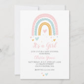 Rainbogen en kunstmeisjes Baby shower Pastel Invit Kaart (Voorkant)
