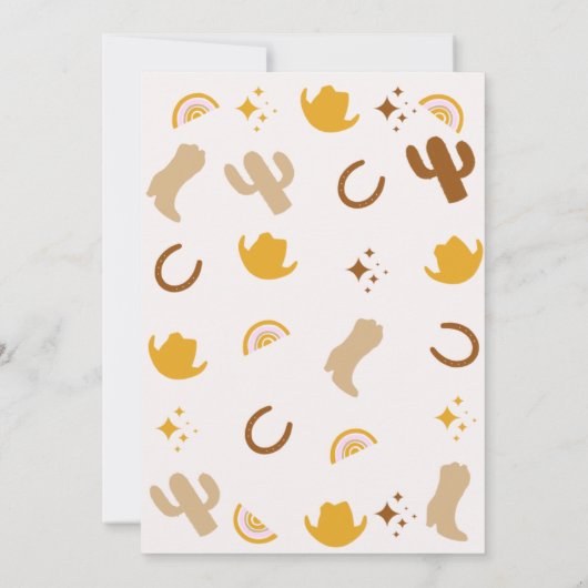 Rainbogen en Rodeos Groovy Birthday Aankondiging (Achterkant)