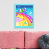 Rainbogen en sterren Pop Art Sky Gallery Wrapped C Canvas Afdruk (Insitu (Woonkamer))