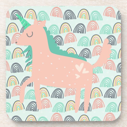 Rainbogen en Unicorns Bier Onderzetter (Voorkant)