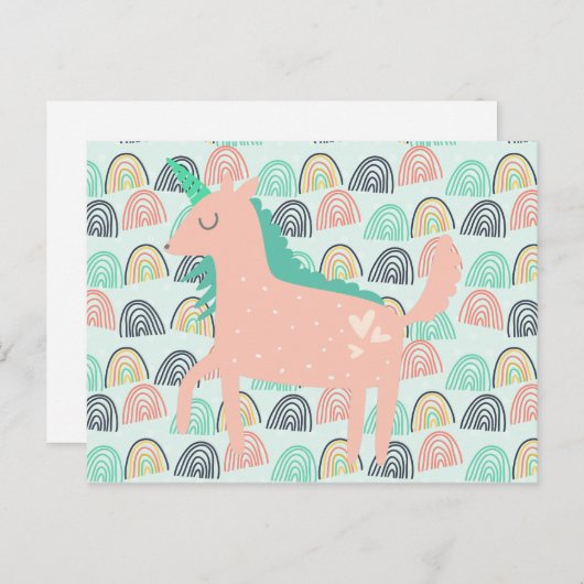 Rainbogen en Unicorns Briefkaart (Voorkant / Achterkant)
