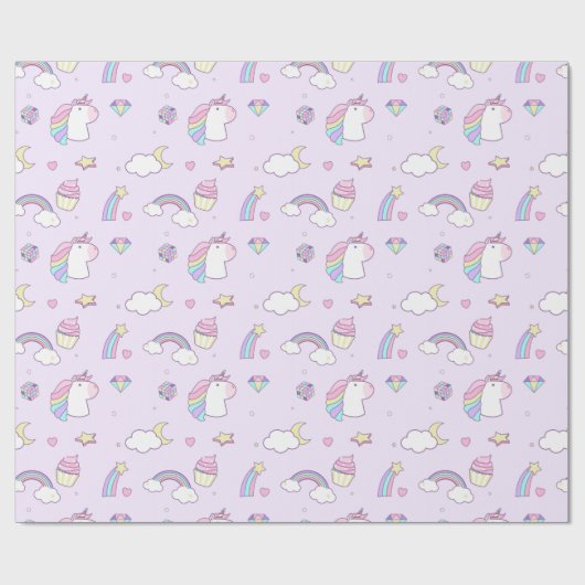 Rainbogen en Unicorns Cadeaupapier (Vlak)