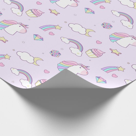 Rainbogen en Unicorns Cadeaupapier (Hoek)