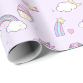 Rainbogen en Unicorns Cadeaupapier (Rol Hoek)