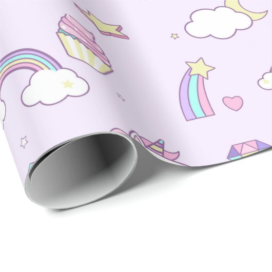 Rainbogen en Unicorns Cadeaupapier (Rol Hoek)