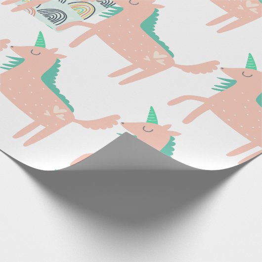 Rainbogen en Unicorns Cadeaupapier (Hoek)