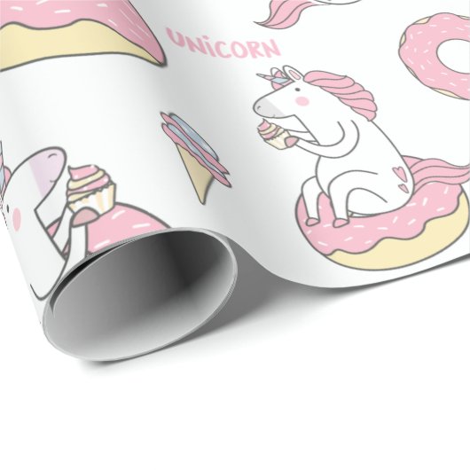 Rainbogen en Unicorns Cadeaupapier (Rol Hoek)
