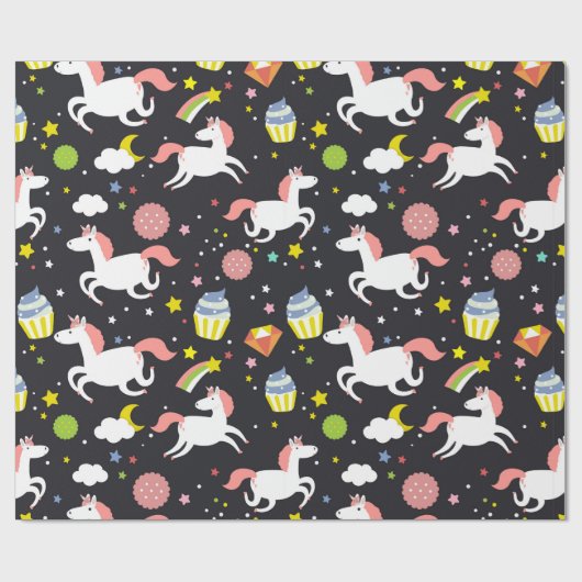 Rainbogen en Unicorns Cadeaupapier (Vlak)