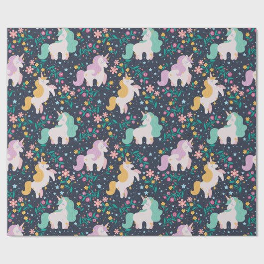 Rainbogen en Unicorns Cadeaupapier (Vlak)