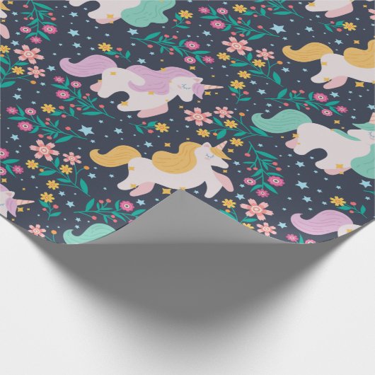 Rainbogen en Unicorns Cadeaupapier (Hoek)