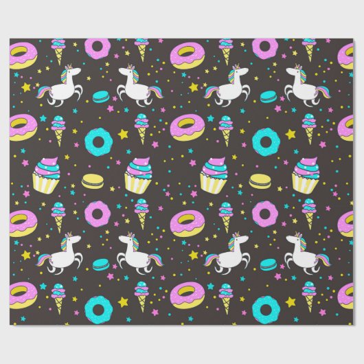 Rainbogen en Unicorns Cadeaupapier (Vlak)