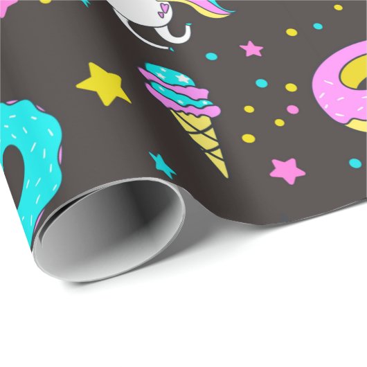 Rainbogen en Unicorns Cadeaupapier (Rol Hoek)