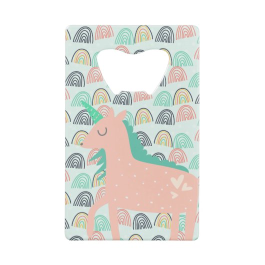 Rainbogen en Unicorns Creditkaart Flessenopener (Voorkant)