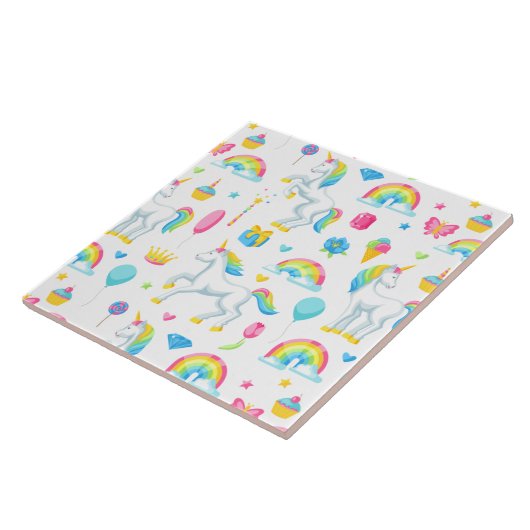 Rainbogen en Unicorns Fantasy Fairy Tale Cute Tegeltje (Zijkant)