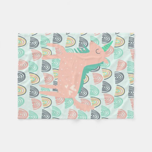 Rainbogen en Unicorns Fleece Deken (Voorkant (Horizontaal))