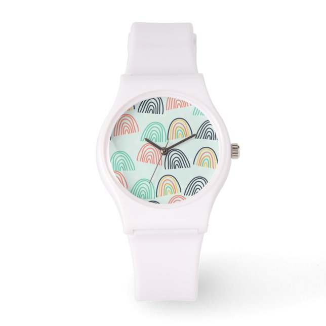 Rainbogen en Unicorns Horloge (Voorkant)