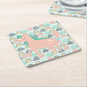 Rainbogen en Unicorns Kartonnen Onderzetters (Schuin)