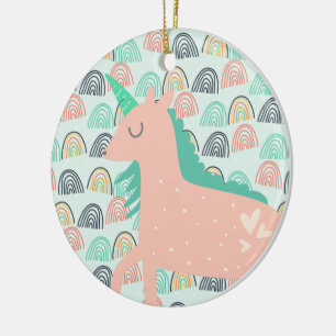 Rainbogen en Unicorns Keramisch Ornament