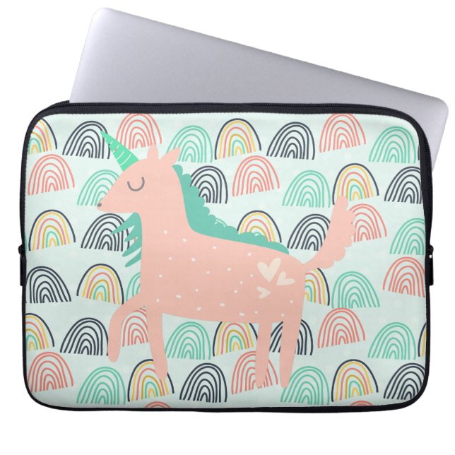 Rainbogen en Unicorns Laptop Sleeve (Voorkant)