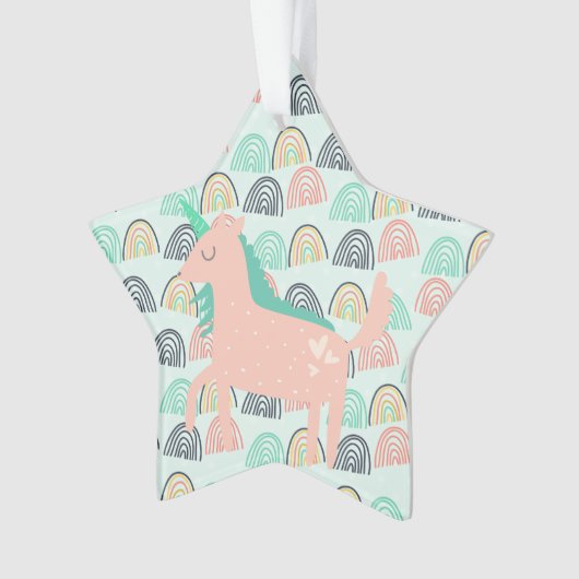 Rainbogen en Unicorns Ornament (voorkant)