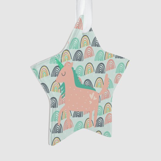 Rainbogen en Unicorns Ornament (voorkant)