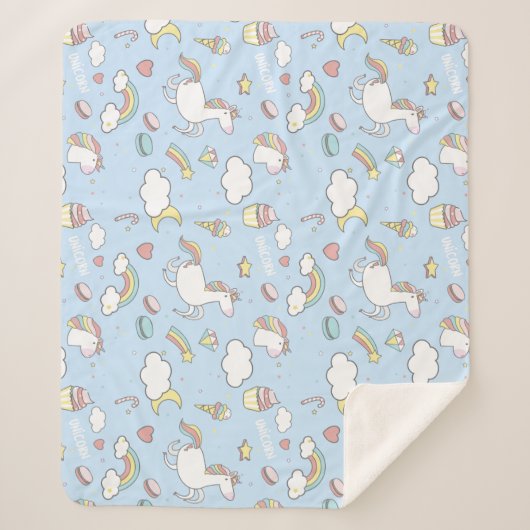 Rainbogen en Unicorns Sherpa Deken (Voorkant)