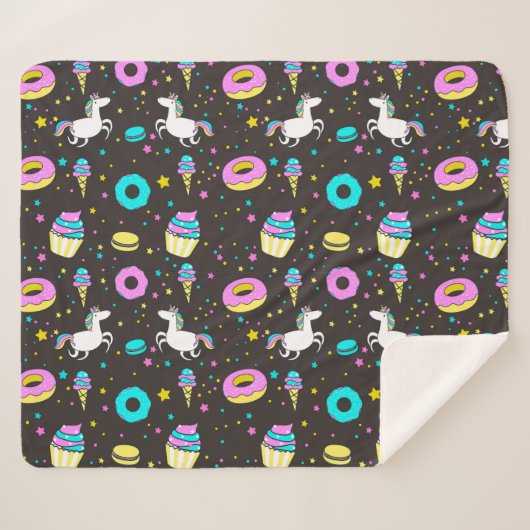 Rainbogen en Unicorns Sherpa Deken (Voorkant (horizontaal))