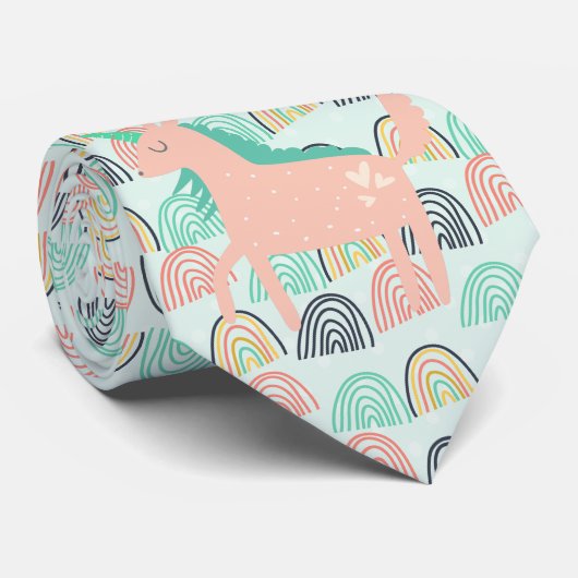Rainbogen en Unicorns Stropdas (Opgerold)