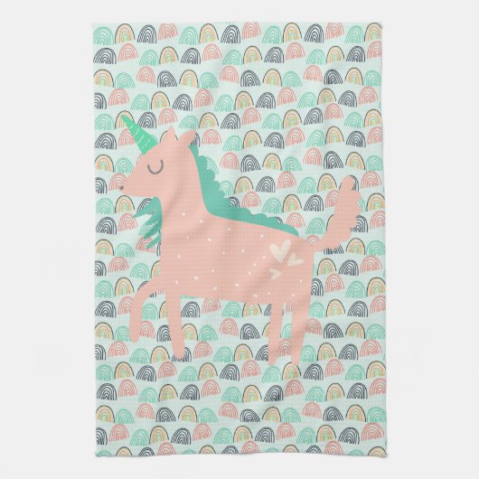 Rainbogen en Unicorns Theedoek (Verticaal)