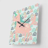 Rainbogen en Unicorns Vierkante Klok (Hoek)