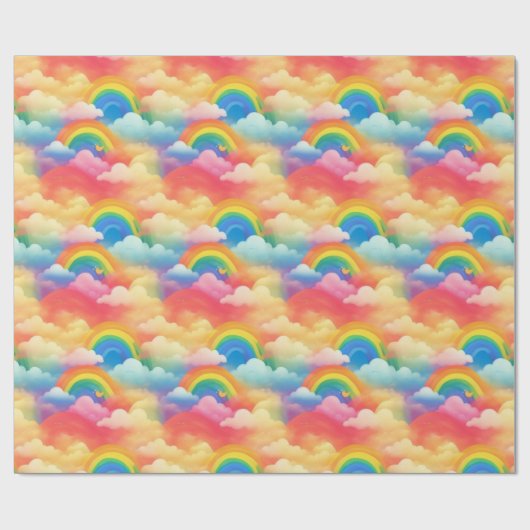 Rainbogen en wolken cadeaupapier (Vlak)