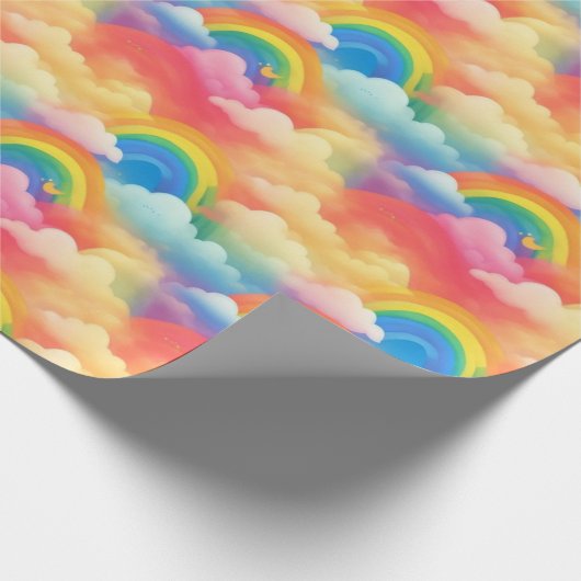 Rainbogen en wolken cadeaupapier (Hoek)