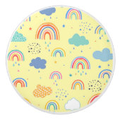 Rainbogen en wolken keramische knop (Voorkant)
