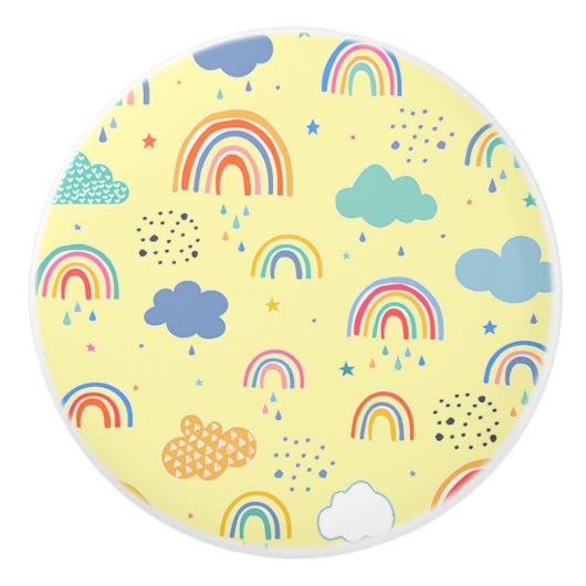 Rainbogen en wolken keramische knop (Voorkant)