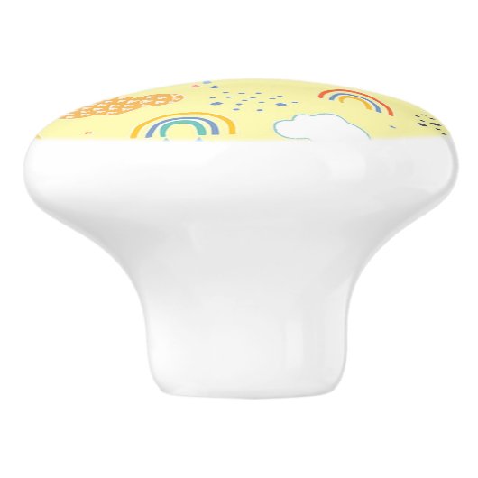 Rainbogen en wolken keramische knop (Zijkant)