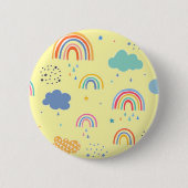 Rainbogen en wolken ronde button 5,7 cm (Voorkant)