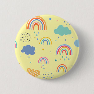 Rainbogen en wolken ronde button 5,7 cm