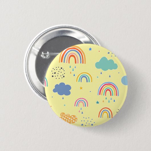 Rainbogen en wolken ronde button 5,7 cm (Voorkant /achterkant)