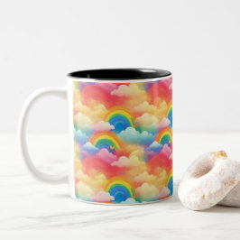 Rainbogen en wolken tweekleurige koffiemok