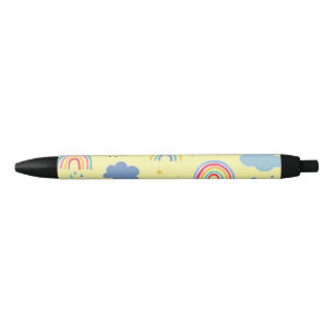 Rainbogen en wolken zwarte inkt pen