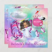 Rainbogen, fluffy Clouds & Baby Butterfly Invitati Notitiekaartje (Voorkant / Achterkant)