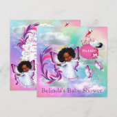 Rainbogen, fluffy Clouds & Baby Butterfly Invitati Notitiekaartje (Voorkant / Achterkant)