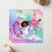 Rainbogen, fluffy Clouds & Baby Butterfly Invitati Notitiekaartje (Voorkant / Achterkant in situ)